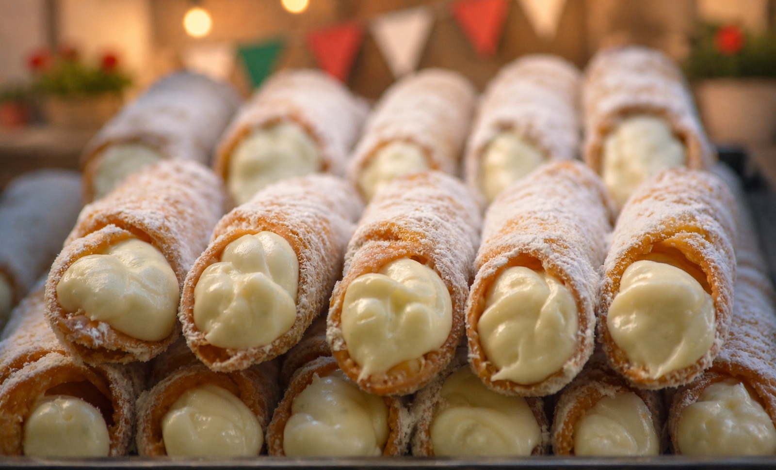 Cannoli italianos rellenos de crema