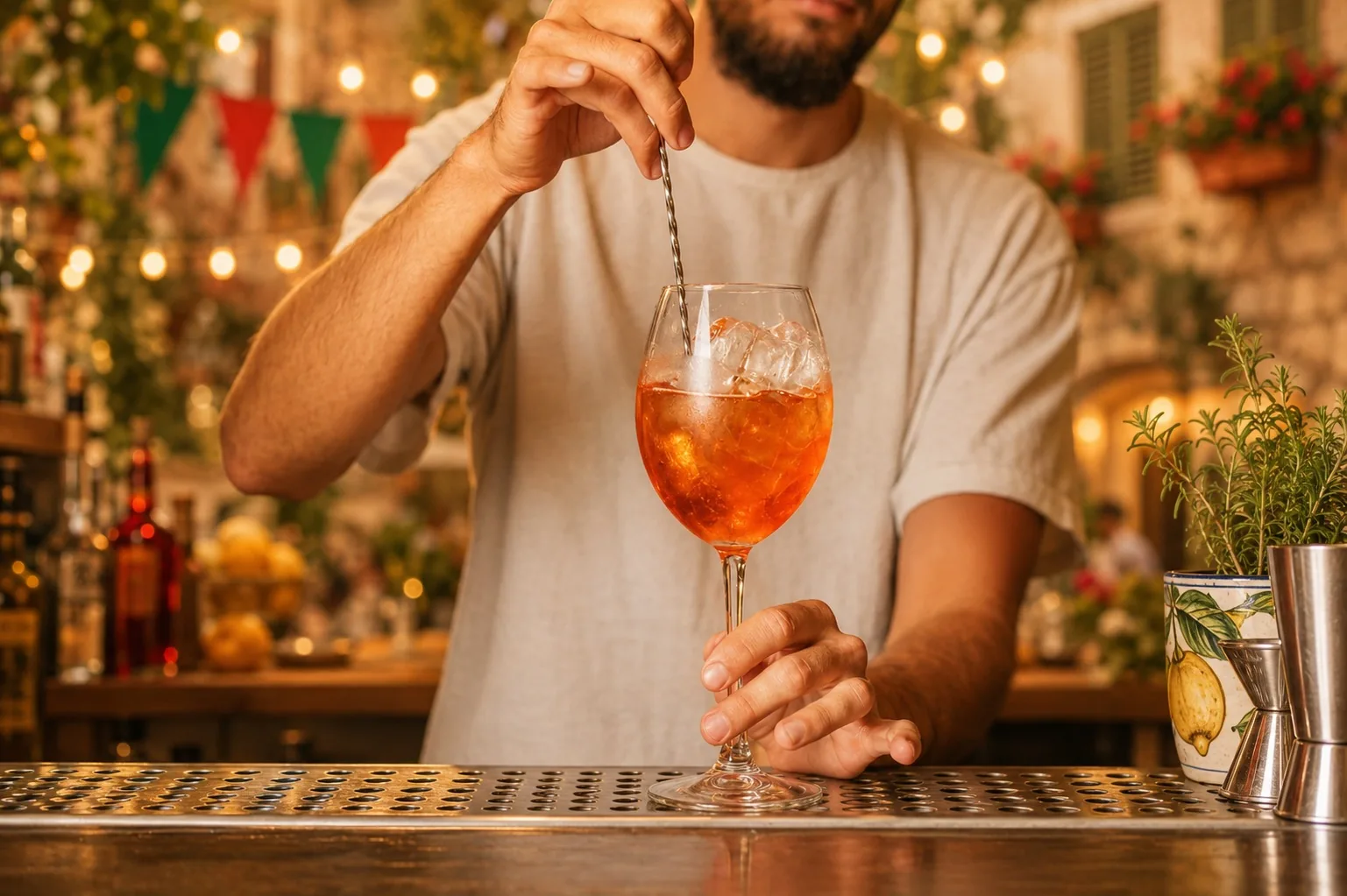 Aperol Spritz preparado en El Aperitivo de Hugo